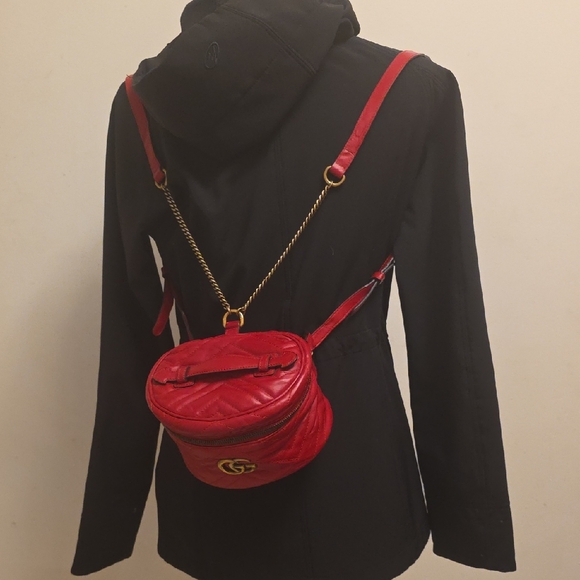 Gucci Handbags - Gucci Red Quilted Leather Backpack